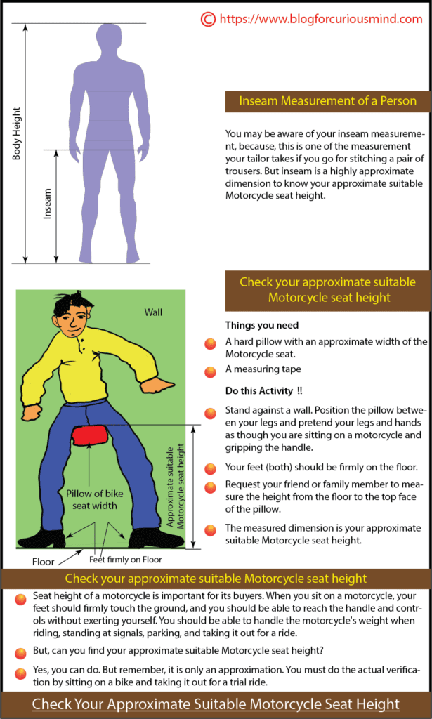 Check your approximate motorcycle seat height
